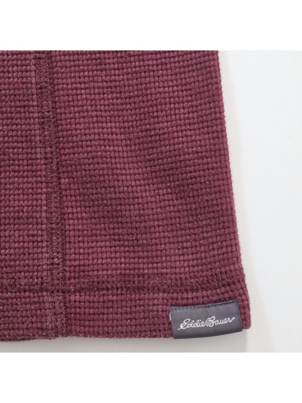 Eddie Bauer Henley Men T2XL Plum Cotton Blend Waffle Knit LS Casual Cottage Edgy - Picture 11 of 16